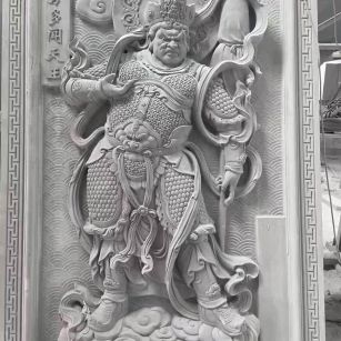 鸡西 芝麻灰花岗岩人物雕刻——多闻天王