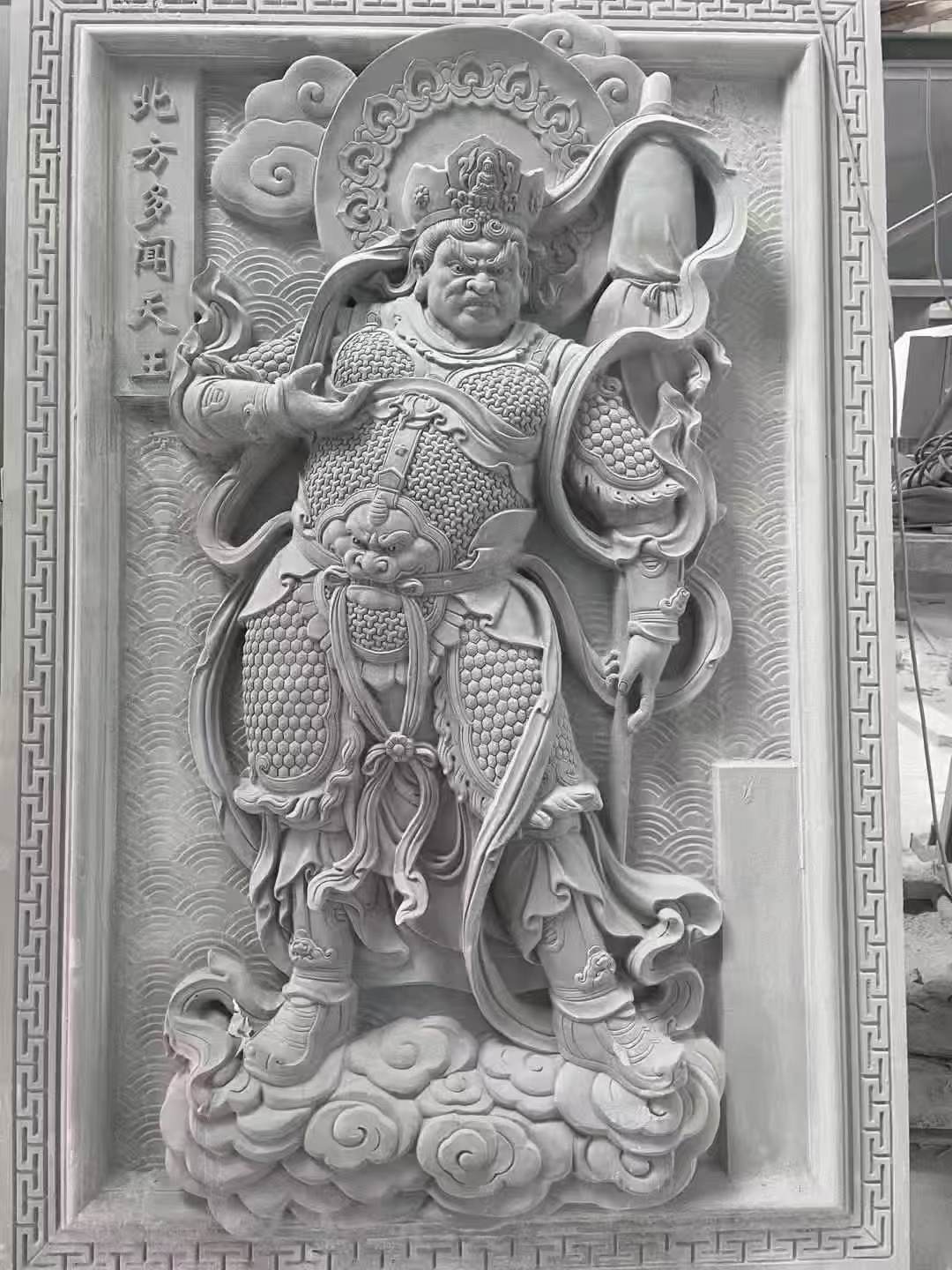 鸡西 芝麻灰花岗岩人物雕刻——多闻天王